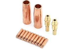 14 Pcs Welding Tips and Nozzle Diffuser Set Copper Replacement for Tweco 180 KP 3076 Torch Consumables