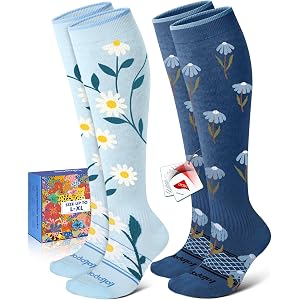 Lalapapa LYCRA® Compression Socks for Women,20-30 mmHg | Easy On Off, Stretch Recovery, Graduated Support, 2 Pairs, Arch & An