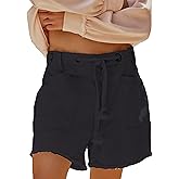 Peaceglad Womens Jean Shorts Casual High Waist Distressed Denim Shorts Athletic Workout Shorts with Pockets