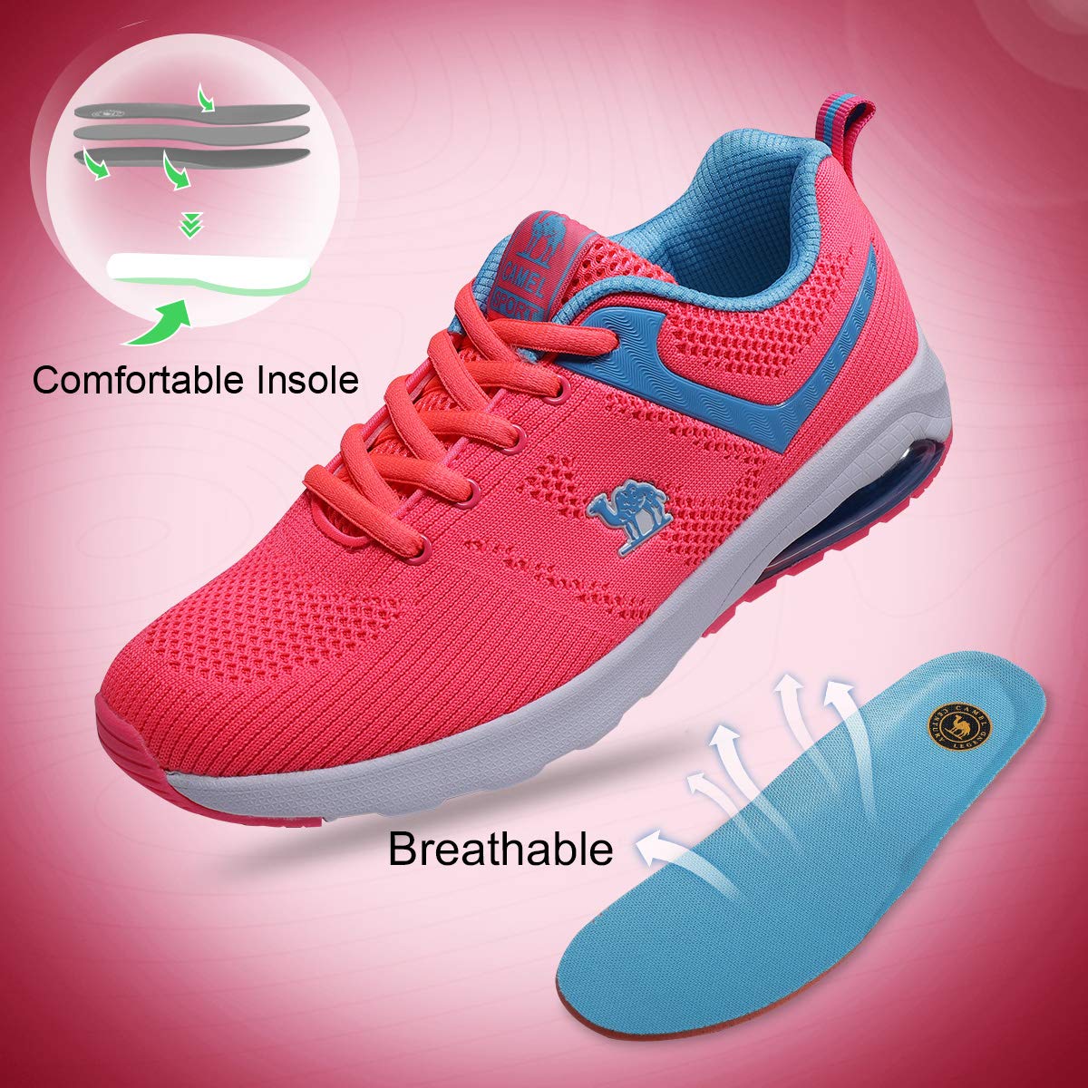 Camel Athletic Shoes Women Trail Running Breathable Lightweight Sports Shoes Walking Gym Training