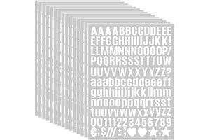 PARTYGARDEN 15 Sheet Small Letter Stickers - 1/2 Inch White Vinyl Self Adhesive Alphabet Number Stickers Stick On Letters for Art Crafts Outdoor Sign Wall Mailbox Windows Doors Car Poster Board (White, 0.5 Inch)