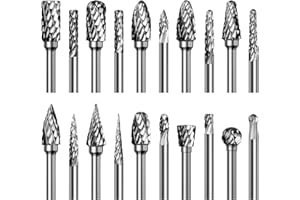 LUMUANK 20Pcs Carbide Burr Bits Set Compatible with Dremel Milwaukee 1/8", Rotary Tool Bits with Double-Cut Design, Die Grinder Bits Accessories for Metal Wood Stone Steel Plastic Carving Cutting Grinding