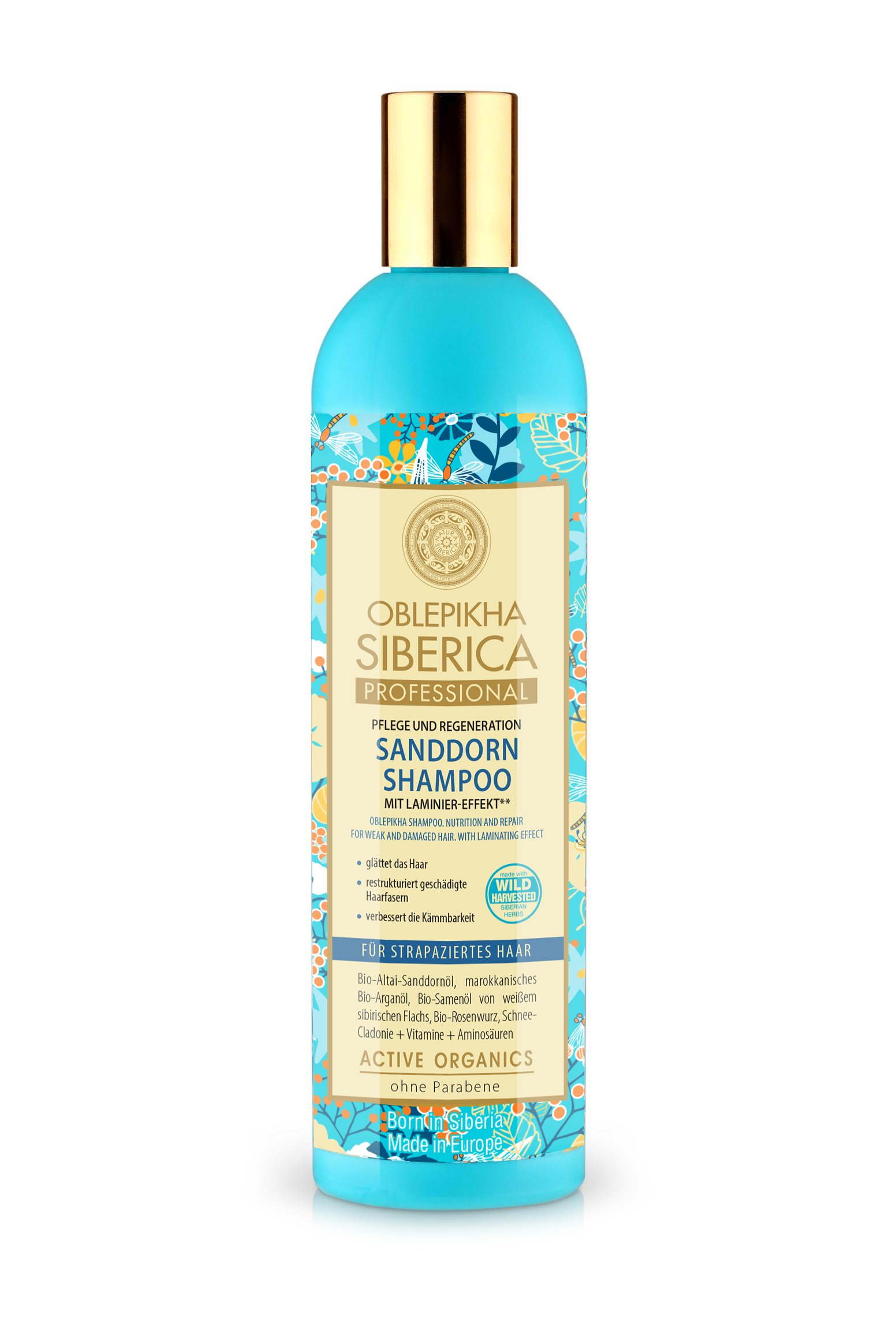Natura Siberica Sea Buckthorn Shampoo for Damaged Hair Care and Regeneration Blue 400 ml