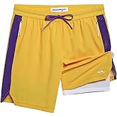 maamgic Boys Athletic Shorts with Liner Youth 2 in 1 Active Running Basketball Shorts