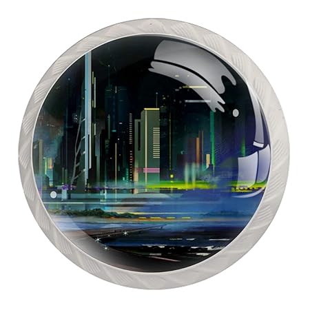 Schubladenknöpfe Stadtnacht Kristallglas Schrankknöpfe Runde Schublade