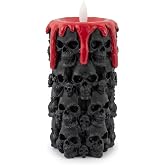 Pinghao Halloween Flameless Candle Black Resin Skull Led Pillar Candle | 7