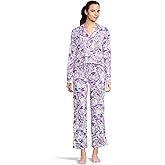 Karen Neuburger womens Petite Paisley Fusion Long Sleeve Pajama Set With Satin Details