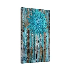 Rustic Teal Flower 1 Gang Light Swich Cover No