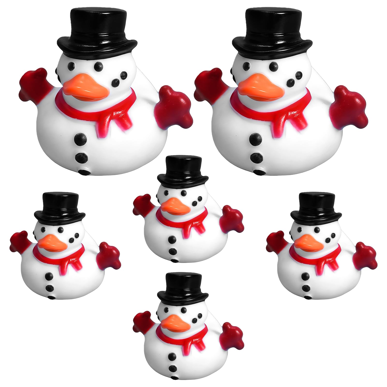 MEISH 6pcs Snowman Rubber Duck Christmas Rubber Ducks Holiday Bath Toy Christmas Stocking Stuffer Duck for Xmas Party Favors