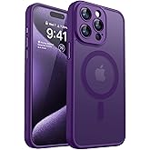 CANSHN Magnetic Compatible with iPhone 15 Pro Max Case, Upgraded [Full Camera Protection] [Compatible with Magsafe] [Translucent Matte] Shockproof Protective Phone Case Cover 6.7 Inch - Deep Purple