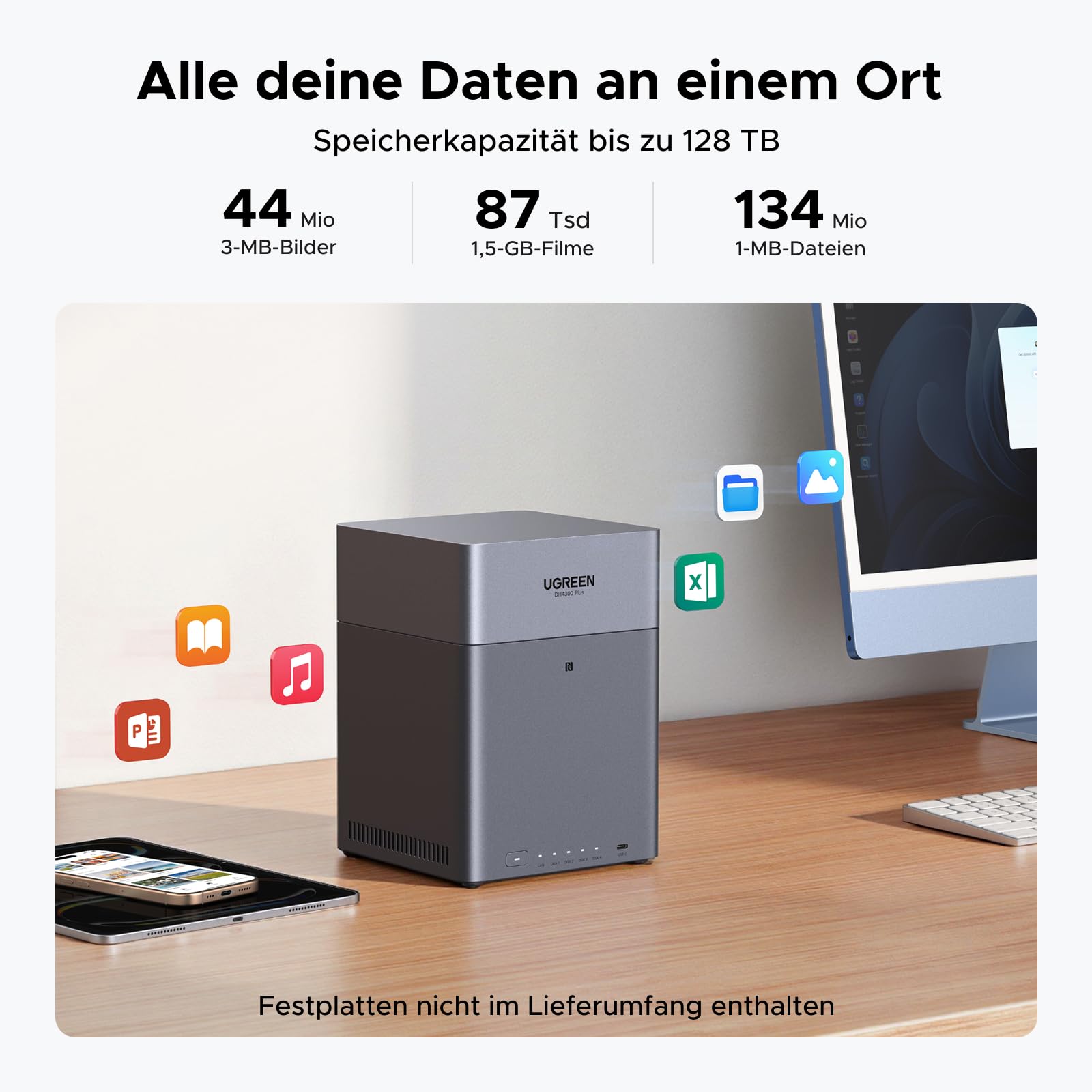 UGREEN NASync DH4300 Plus 4 Bay NAS für Zuhause, Büro und Teams (ohne HDD) 9