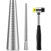 Professional Ring Bracelet Sizer Measuring Tool Set (Silver, Circle) | Includes Metal Ring Mandrel, Metal Bracelet Mandrel, Rubber Hammer, Stainless Steel Sizers for Repairing Rings &amp; Bracelets