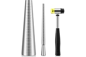 HappyAlley Ring Bracelet Sizer Measuring Tool Set, Includes Metal Ring Mandrel, Metal Bracelet Mandrel, Rubber Mallet Hammer, Stainless Steel Sizers for Measuring and Repairing Rings and Bracelets
