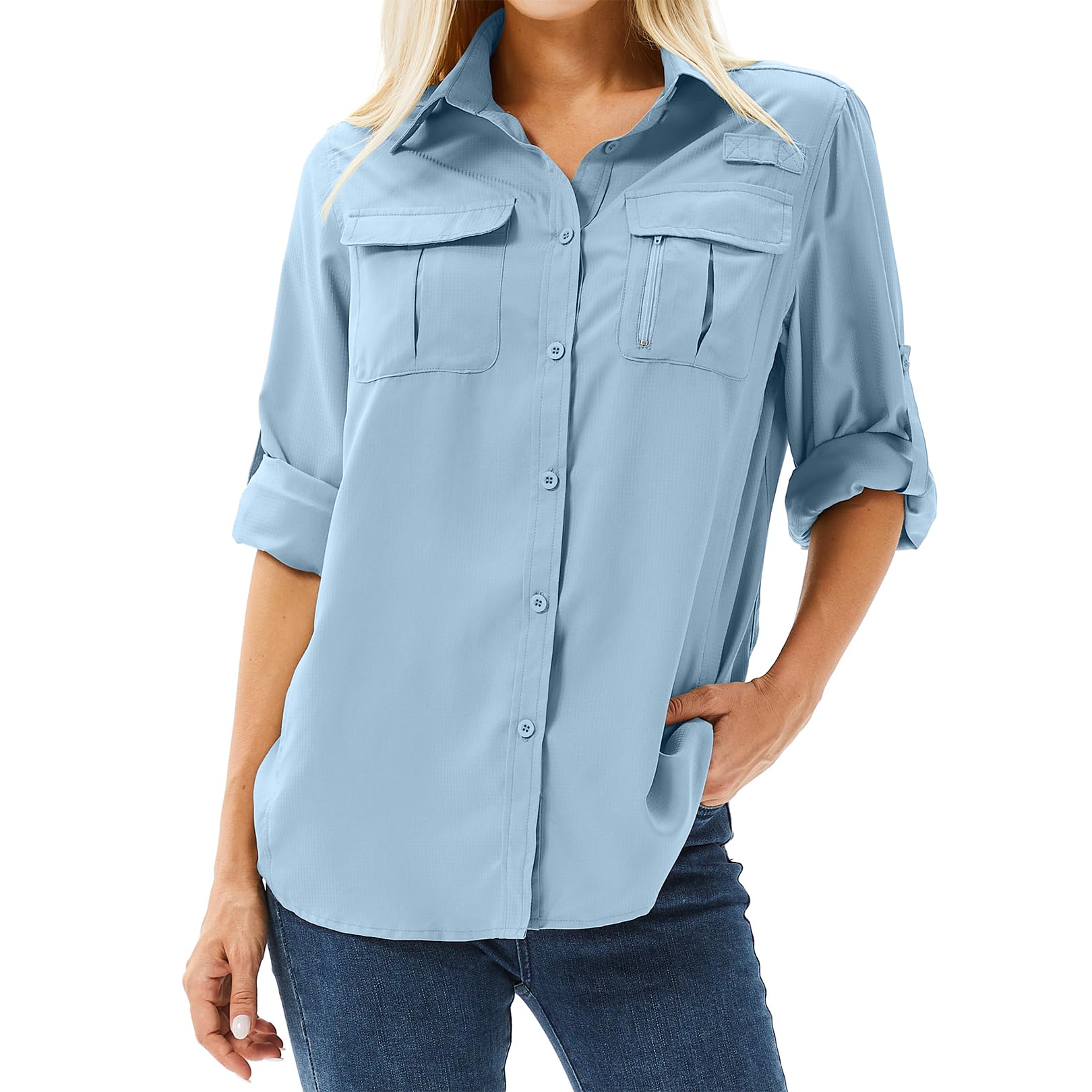 Anteef Women's UPF 50+ Long Sleeve UV Sun Protection Safari Shirt ...
