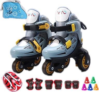 Amazon Yiqi ローラースケート ローラーシューズ 子供用 ジュニア キッズ サイズ調整可能 発光 初心者向け クワッドローラー インラインスケート ローラーブレード ローラーシューズpu 高級スーツ Yiqi ローラースケート