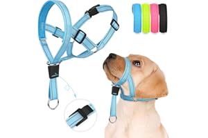 Weesiber No-Pull Dog Head Halter - Adjustable Dog Muzzle Leash, Padded Head Collar for Dogs to Prevent Heavy Pulling On The Leash(Blue,S)