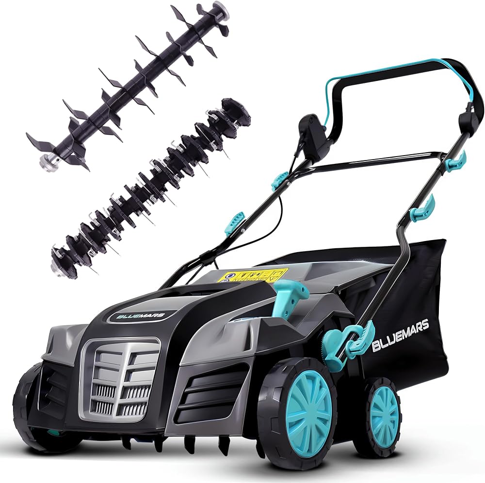 Bluemars 2000W Lawn Scarifier and Aerator 40cm 55L Fold Handle 10m Cable