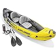 Explorer K2 Kayak, 2-Person Inflatable Kayak Set with Aluminum Oars, Manual and Electric Pumps…