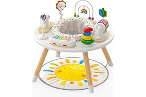 Move2Play 4-in-1 Baby Activity Center | Montessori-Inspired Design | 8 Interactive Toys | Tummy Time, Exersaucer & Toddler Table | Shower Gift | Essential | Must Have for 3, 6, 12 Month Old (Sun)