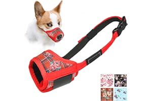 LUCKYPAW Dog Muzzle with Flower Printed Pattern for Small Medium Large Dogs Corgi Labrador, Soft Chic Muzzles to Prevent Biting and Chewing with Adjustable Velcro, Allows Panting and Drinking