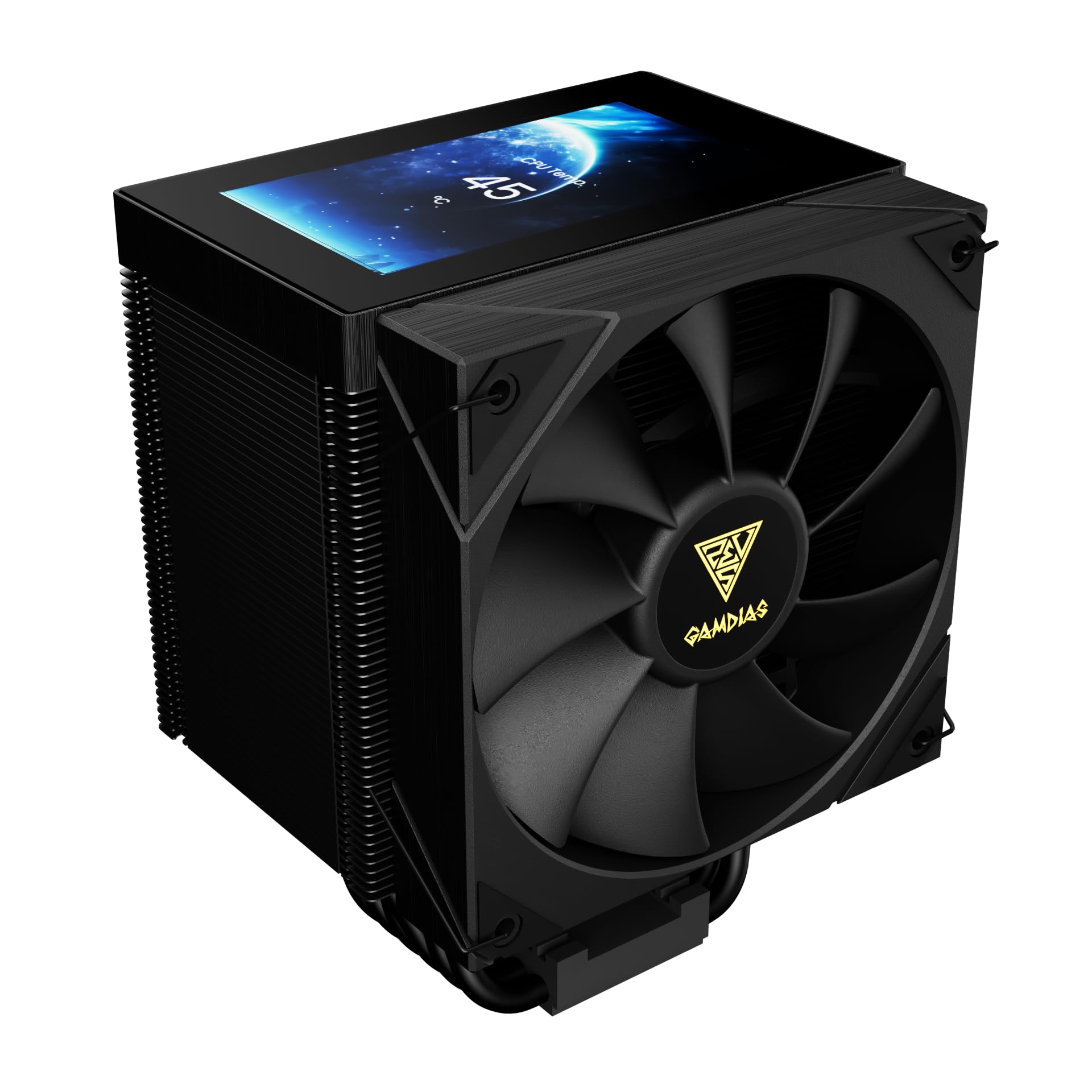 Photo 1 of GAMDIAS Boreas M2-61L CPU Air Cooler, 4.3'' IPS LCD Display Top Cover, 6 Copper Heatpipes, Aluminum Heatsink, Low-Noise PWM 120mm Fan, Support GIF w/Software, AMD AM5/AM4?Intel LGA 1851/1700, Black
