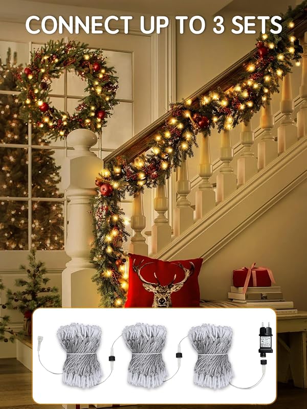 30M Guirlande Lumineuse de Noël, 300 LED Lumières de Noël