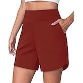 MAZUSPORTS Women's 6" High Waisted Quick Dry Athletic Shorts Stretchy Bermuda Shorts for Running Workouts Casual Wear