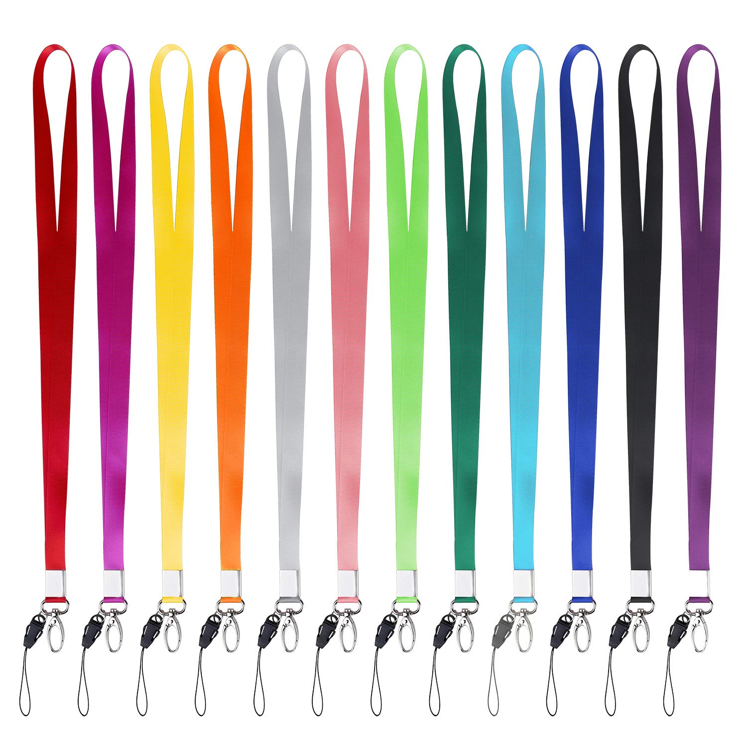 MaoXinTek Nylon Lanyards for ID Badges Flat Woven Neck Straps Swivel Hooks Clips 12 Pack in 12 Colors for Key Chains Men Women Office Name Card Holders Tags and USB Flash Drive