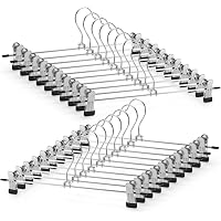POZEAN 30-Pack Heavy Duty Metal Pants Hangers With Clips - Adjustable, White, 12 Inch