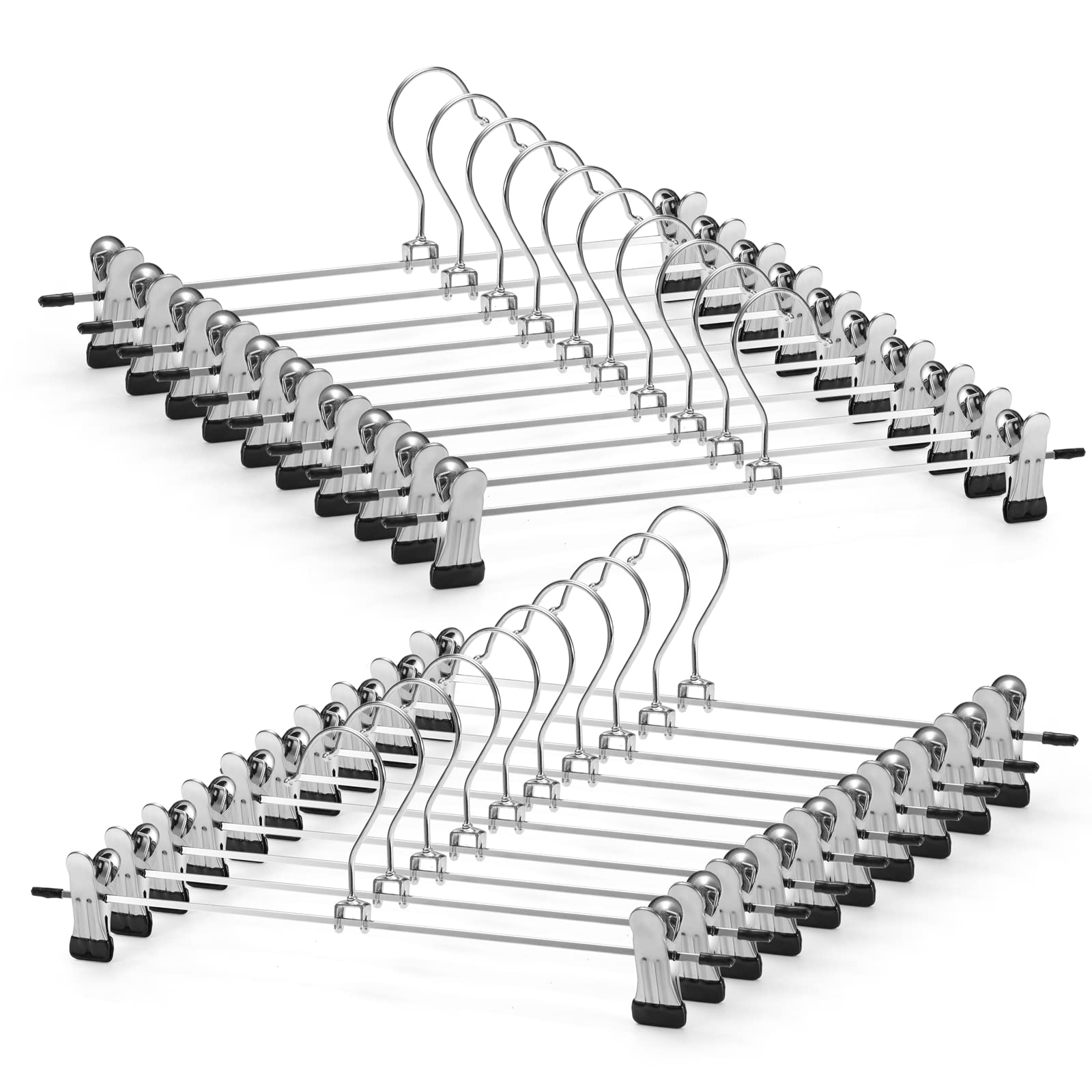 Photo 1 of GUANJUNE Pants & Skirt Hangers with Adjustable Non-Slip Clips, Space Saving Metal Hangers for Coat, Garment, Jeans & Kids Adults (20 Pack)