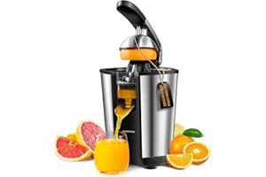 Amzpass Electric Orange Juicer, Citrus Juicer Squeezer with 2 Cones and Soft Grip Handle for Effortless Juicing, Stainless St