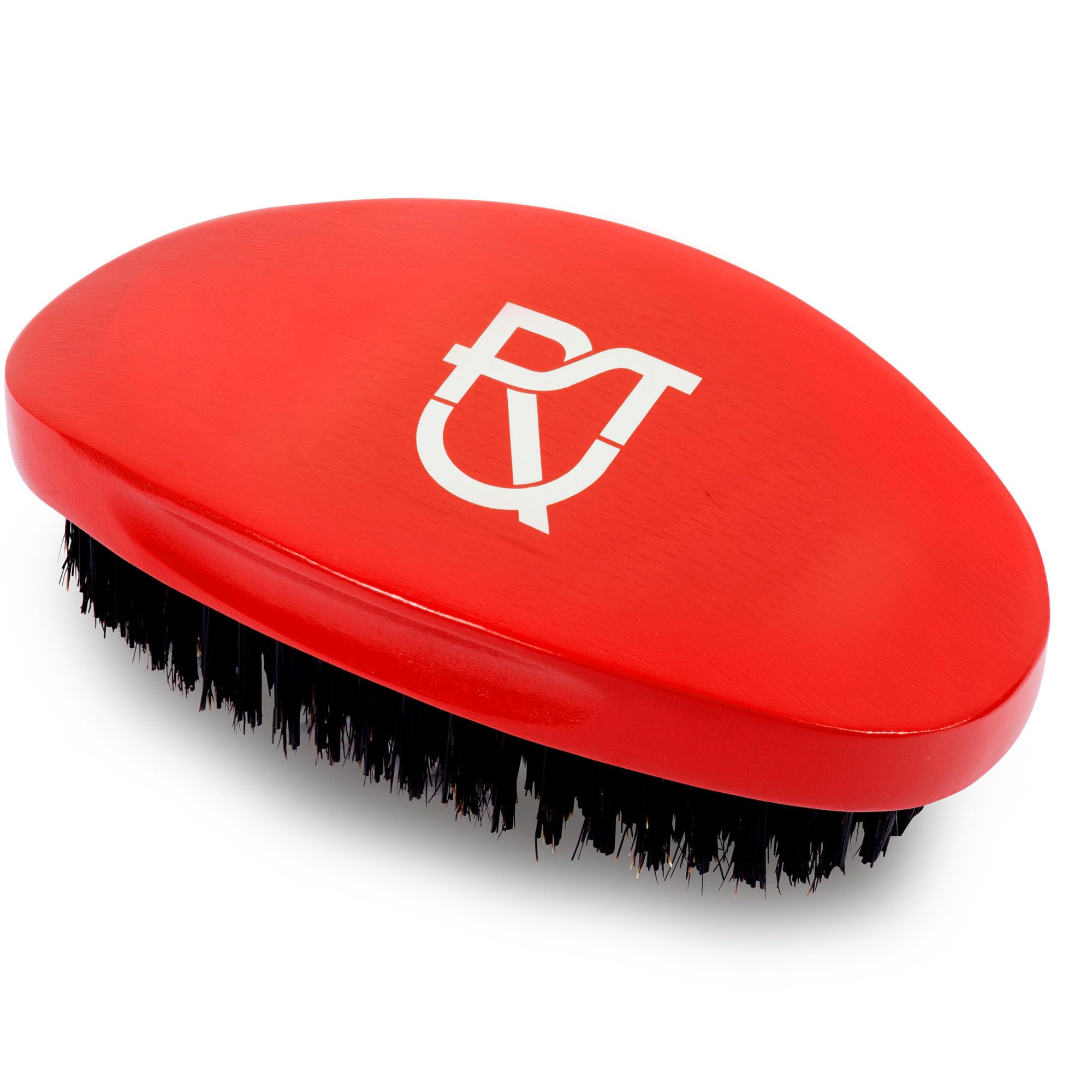 Roman-T Premium Hard 360 Wave Brush – Reinforced Nylon and Boar Bristle Wave Brush with Contoured Wood Base – Includes Handsome Presentation Storage Box