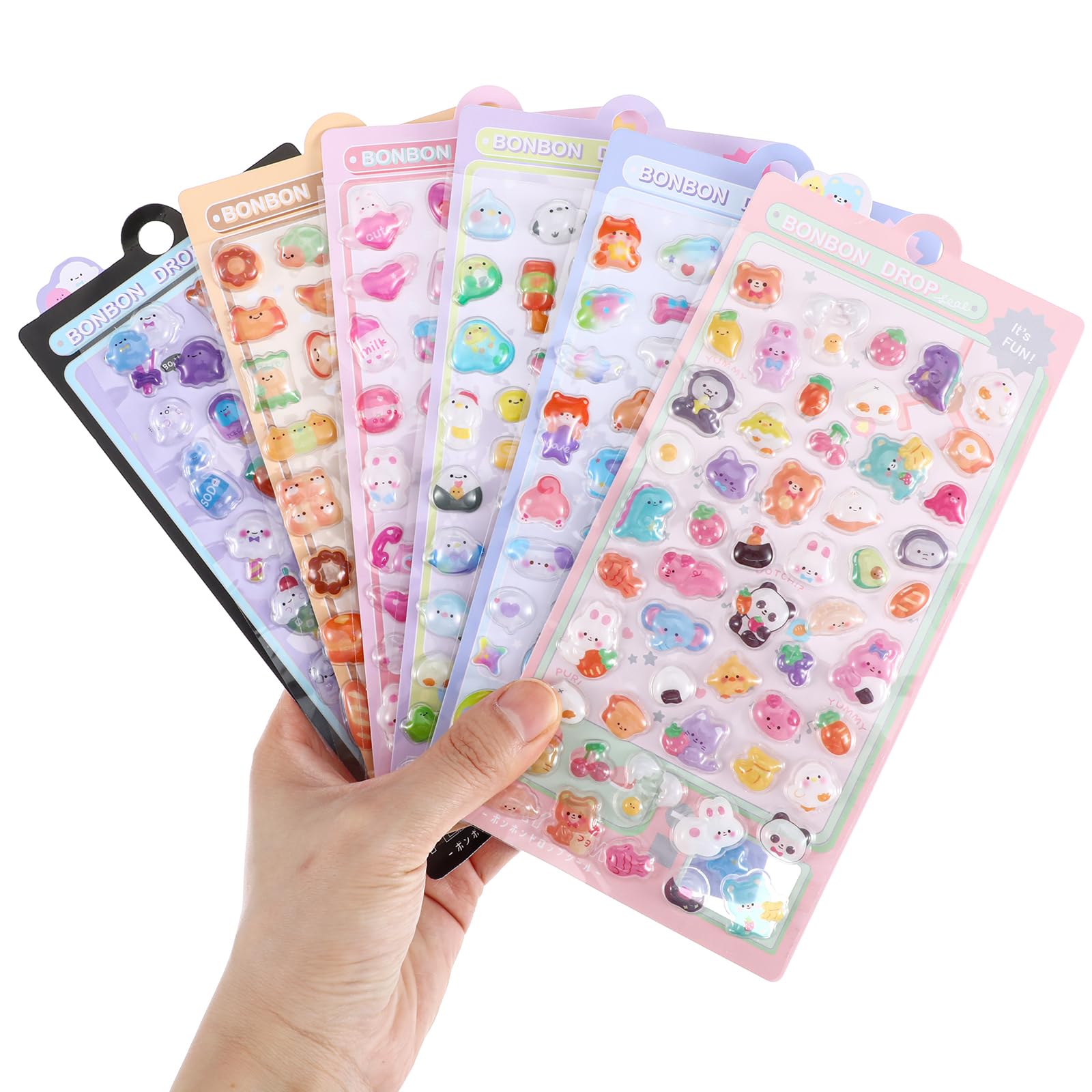 Photo 1 of 6 Sheets 3D Puffy Stickers Kawaii Resin Decorative Stickers Butterfly Flower Animal Cute Sticker Decorative Resin Sticker for Scrapbooking Notebook Journals Laptops Phone Case