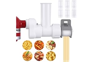 GDRTWWH 6 In 1 Pasta Maker Attachment for KitchenAid Stand Mixers with 6 Different Shapes of Pasta Outlet, Stainless Steel Plastic ABS
