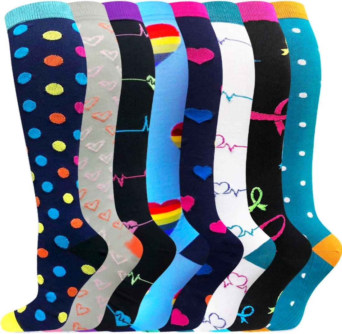 7/8 Pairs Compression Socks Men Women 20-30 mmHg - Best For Running,Athletic,Medical,Pregnancy and Travel