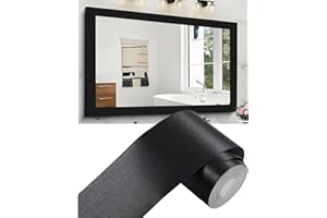 Alened Black Mirror Frame Border Peel and Stick Wallpaper, Mirror Tape Border Trim Removable Waterproor Wall Decor, Self Adhesive Bathroom Sticker 2" x 393"