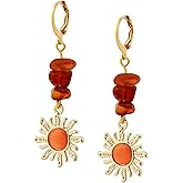 Sacina Boho Hippie Gothic Crystal Celestial Sun Earrings, Boho Earrings, Hippie Jewelry, Christmas Jewelry Gift For Women