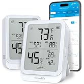 GoveeLife Bluetooth Hygrometer Thermometer H5104, LCD Digital White 2-Pack | Indoor temperature monitor with APP alert &amp; 2-yr data storage export, humidity meter for greenhouse/wine cellar/bedroom