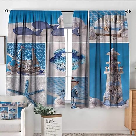 Amazon Com Anzhutwelve Nautical Indo Curtains Drapes Aquatic Life
