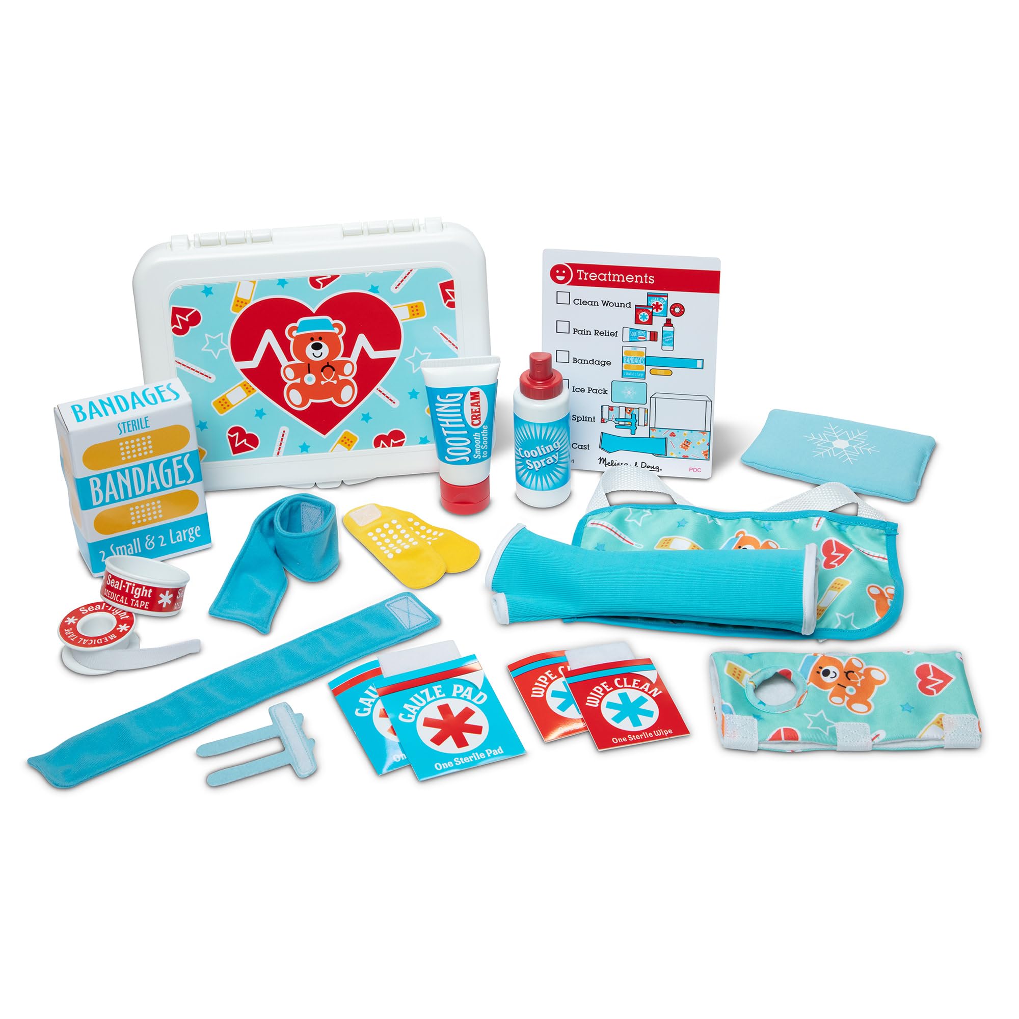 Melissa & Doug Get Well First Aid Kit Play Set – 25-Piece Pretend Play Medical Set with Bandages, Splint & Ice Pack – Interactive Role Play Toy for Kids Age 3 Plus