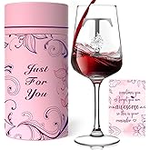 Personalized Wine Gifts for Women - Customized Initials A-Z Wine Glasses, Unique Monogram Birthday Gifts for Her, Mom, Wife, Sister, Daughter, Friend (T)