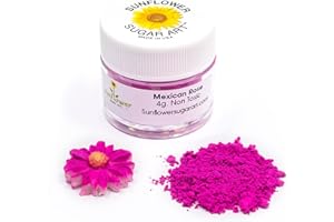 SUNFLOWER SUGAR ART Mexican Rose Petal Dust | Bright Pink Matte Powder | Premium Decoration Dust for Cake Accessories | Sugar Fondant Powder | DIY Crafting | Non-Toxic | Pigmento Rosa | 4 Grams