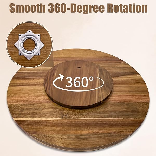 20” ACACIA WOODEN LAZY SUSAN FOR TABLE TOP,LARGE LAZY SUSAN FOR DINING TABLE,TABLE TURNTABLE STORAGE,EXTRA LARGE LAZY SUSANS ORGANIZER WITH DURABLE,TURNING TURNTABLE FOR CABINET,COUNTERTOP OR PANTRY
