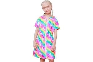 Sylfairy Cover Up for Girls Terry Swim Cover Ups Hooded Terry Kids Cover Up Bathing Suit Beach Dress 4-9Years