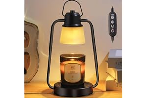 MAOYUE Candle Warmer Lamp with Timer Dimmer - Electric Wax Melt Warmer Lamp for Jar Candles, Vintage Candle Lamp Warmer with 2 Bulbs, House Warming Gifts New Home Decor, Birthday Gifts for Women Mom Black