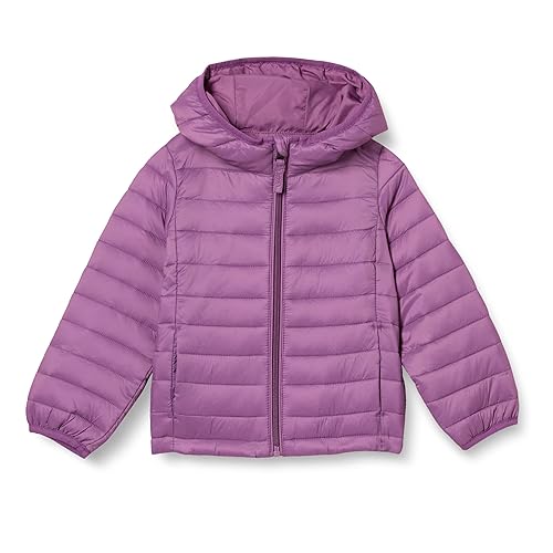Amazon Essentials Girls' Lightweight Water-Resistant Packable Hooded Puffer Jacket, Dusty Purple, X-Large