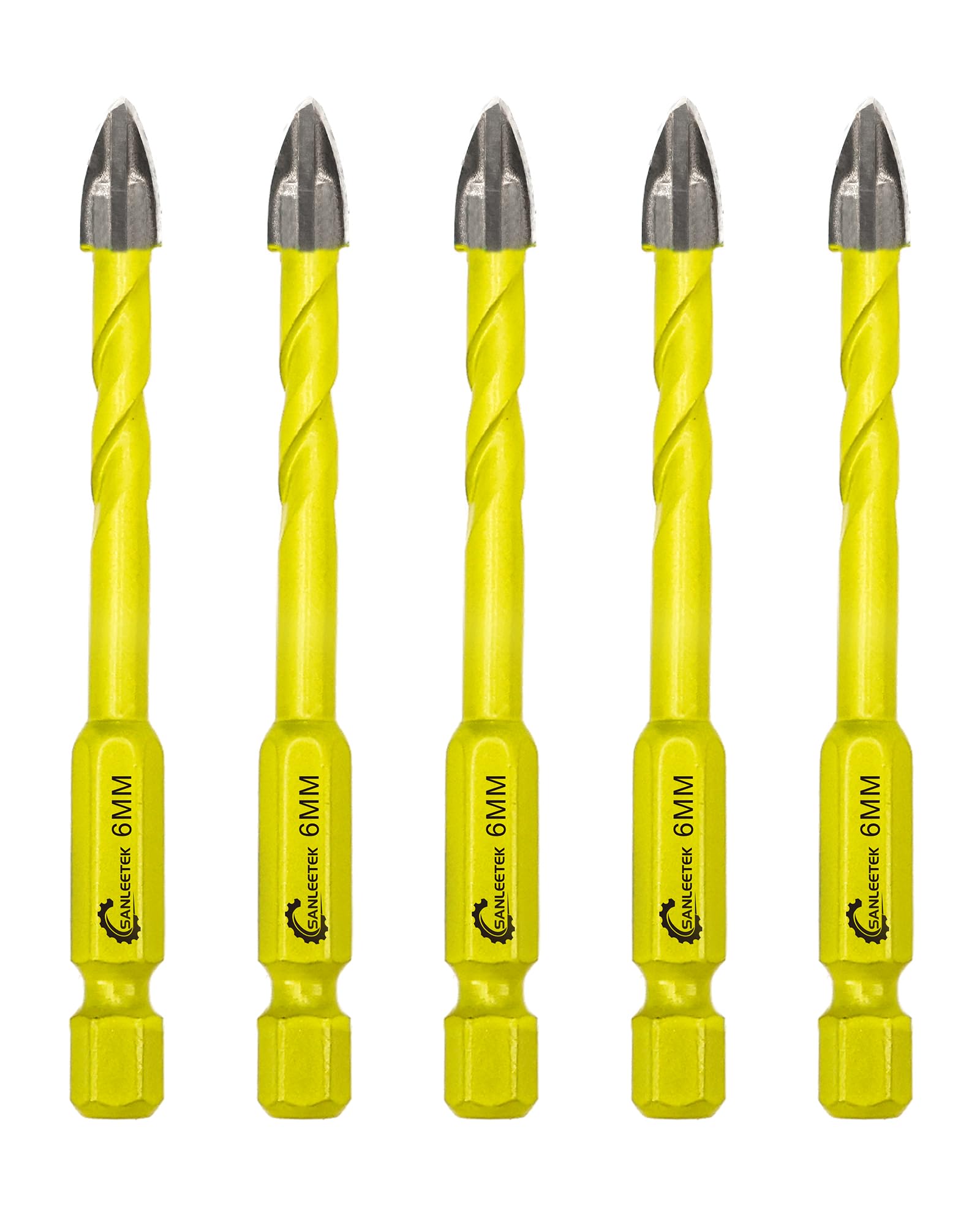 Masonry Carbide Drill Bits Set - 5pcs 6mm Tungsten Carbide Tip with Quick Change Hex Shank for Wood Plastic Masonry Ceramic Tile Concrete SANLEETEK — image 1