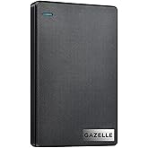 GAZELLE High-Speed 1TB Ultra Slim Portable External Hard Drive - 2-in-1 Type C &amp; USB 3.0, Compatible with PC, Mac, Laptop, PS4, Xbox, iPad, Tablet, Mobile (Black) - 1 Year Warranty