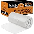 Xpose Safety Clear Poly Sheeting – 40x100 Feet – 6 Mil Heavy Duty Plastic Tarp