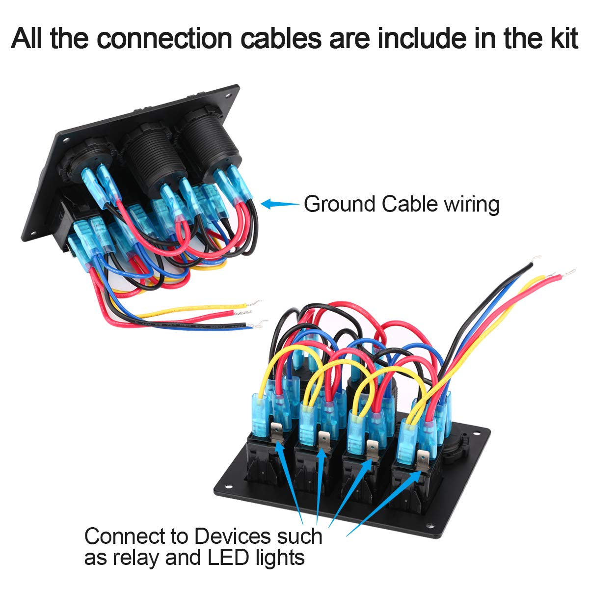Jiaying Rocker Switch Aluminum Panel 4 Gang Toggle Switches with DC 5V 3.1A Dual USB Charger Digital Voltmeter Display DC 12V Power Socket for Car Trailer Marine Boat RV Vehicle Truck: Industrial & Scientific